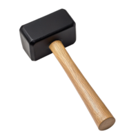 Black rubber mallet with wooden handle isolated on a transparent background png