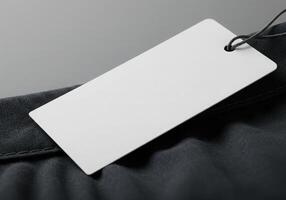 A white label on a black jacket photo