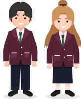 Smiling Elementary School Students in School Uniform vector