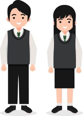 High School Students in School Uniform