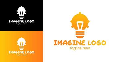 Innovative Idea Logo with Lightbulb and Gears for Creativity and Technology Branding vector