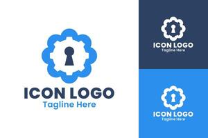 Key with Gear Icon Logo for Technology and Security vector