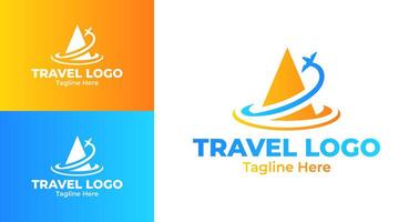 Travel Logo Design with Sails and Airplane for Journey and Adventure Branding vector