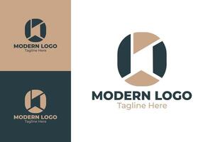 Logo with Abstract Shape and Geometric Lines vector