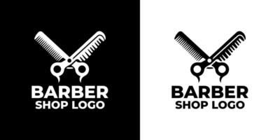 Minimalist Barber Shop Logo with Scissors and Comb for Clean and Bold Branding vector