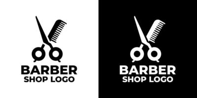 Vintage Barber Shop Logo with Scissors and Comb for Elegant Branding and Identity vector