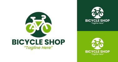 Simple and Clean Bicycle Shop Logos with Green and Dynamic Shapes vector