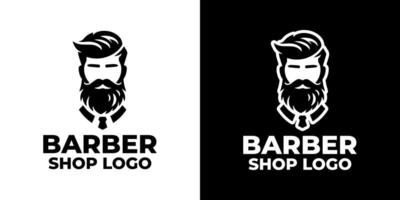 Stylish Barber Shop Logo Design with Beard and Mustache for Modern Branding vector