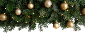 Christmas decorative background with fir branches and ornaments with a transparent background png