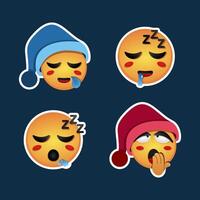 Tired and sleepy face emoji in flat style collection vector