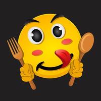 Funny Hungry face emoji with tongue out in flat design style vector