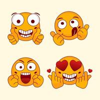 Emoticons collection with hand gestures and hand drawn style vector