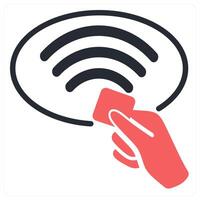 contactless icon concept in red color vector