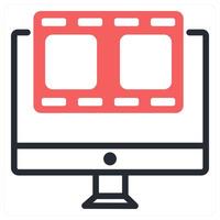 digital entertainment icon concept in red color vector