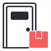 delivery door icon concept in red color vector