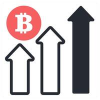 cryptocurrency growth icon concept in red color vector