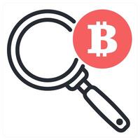 search cryptocurrency icon concept in red color vector