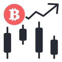cryptocurrency trend icon concept in red color vector