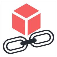 blockchain link icon concept in red color vector