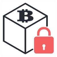 blockchain security icon concept in red color vector