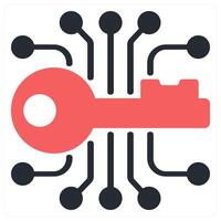 encryption key icon concept in red color vector