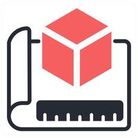 3d prototype icon concept in red color vector