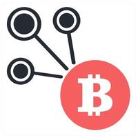 bitcoin network icon concept in red color vector