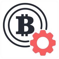 cryptocurrency setting icon concept in red color vector