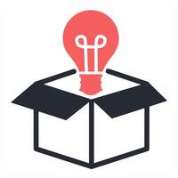 idea out of box icon concept in red color vector