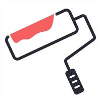 paint roller icon concept in red color vector
