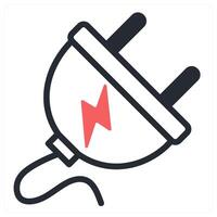 electric plug icon concept in red color vector