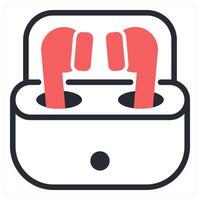 earbuds icon concept in red color vector