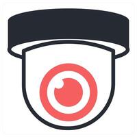cctv camera icon concept in red color vector