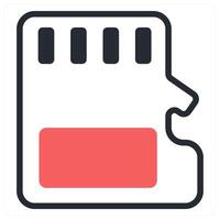 memory chip icon concept in red color vector