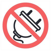 disconnected plug icon concept in red color vector