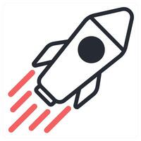 rocket icon concept in red color vector