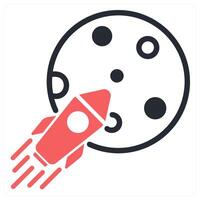 space mission icon concept in red color vector