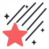 falling star icon concept in red color vector