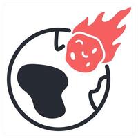 earth meteor icon concept in red color vector