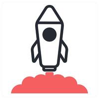 rocket launch icon concept in red color vector