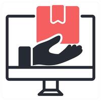 digital delivery icon concept in red color vector