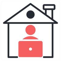 work from home icon concept in red color vector