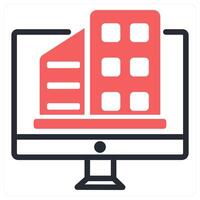 virtual office icon concept in red color vector