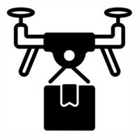 drone delivery icon concept in black color vector