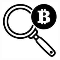 search cryptocurrency icon concept in black color vector