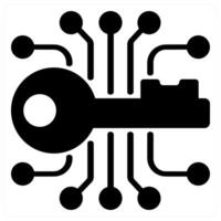 encryption key icon concept in black color vector