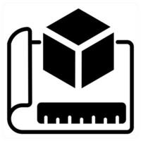 3d prototype icon concept in black color vector
