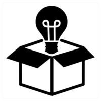 idea out of box icon concept in black color vector