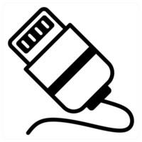 cable lightning icon concept in black color vector