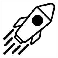 rocket icon in black color vector